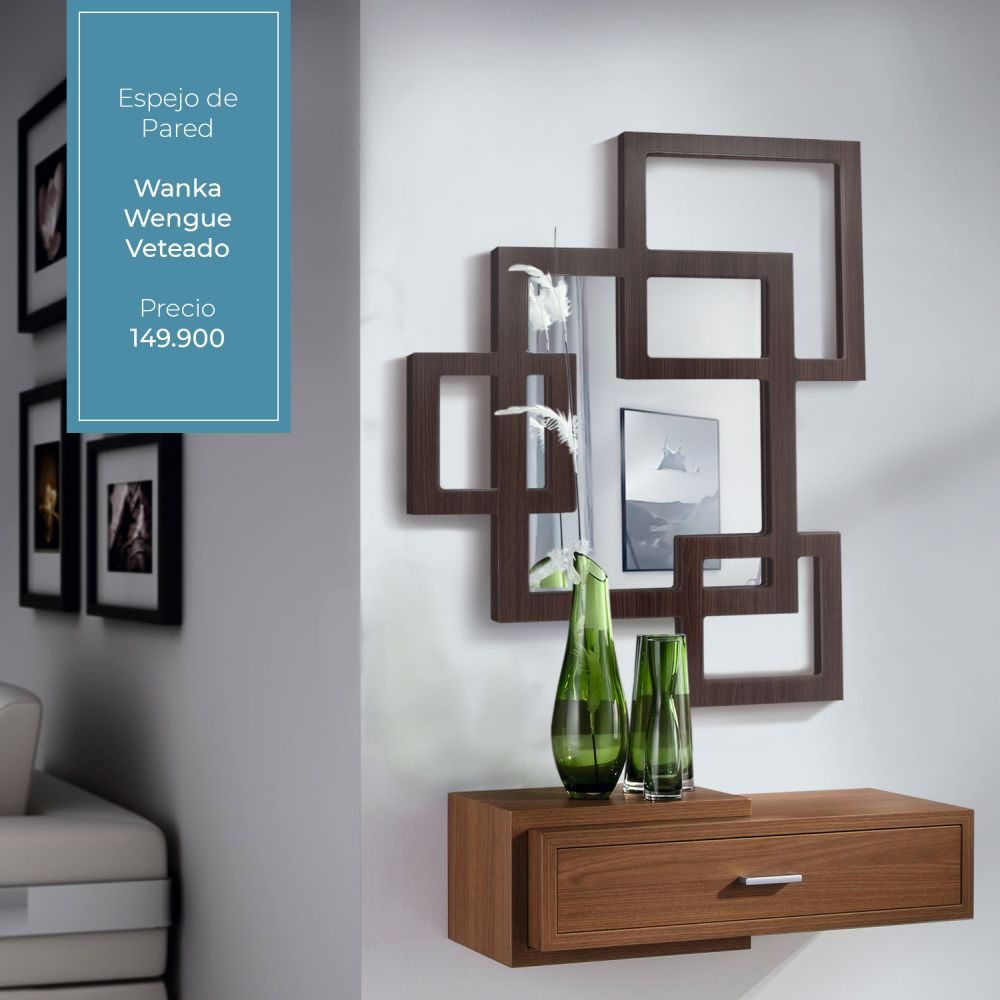 Espejo de pared con diseño exclusivo Dimihome decorando sala.